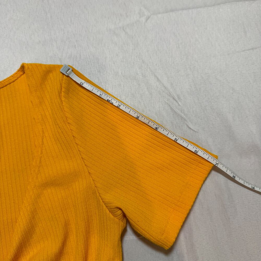 Urban Outfitters Mustard Yellow Ribbed Tie-Front Crop Top Women's Small Festival - Picture 9 of 14
